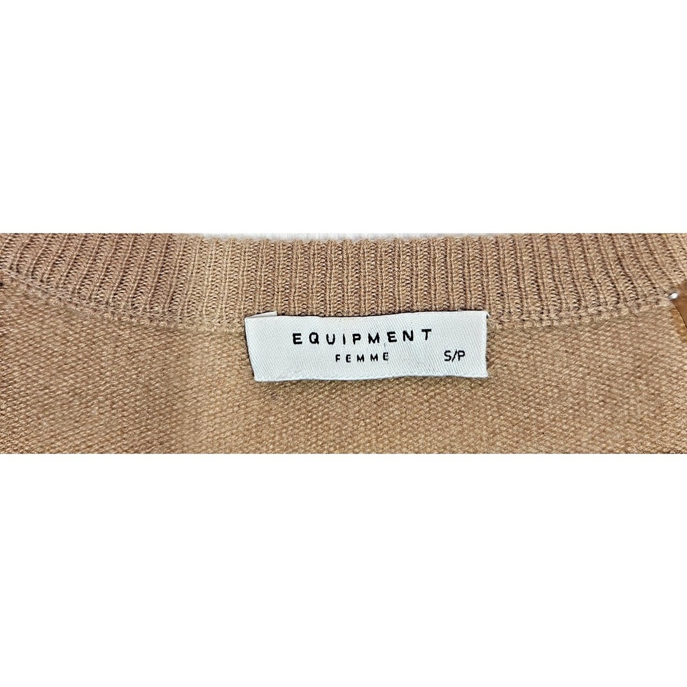 Equipment Femme Asher Tan V-Neck 100% Cashmere Tunic Sweater S Oversized Luxury - Picture 3 of 7